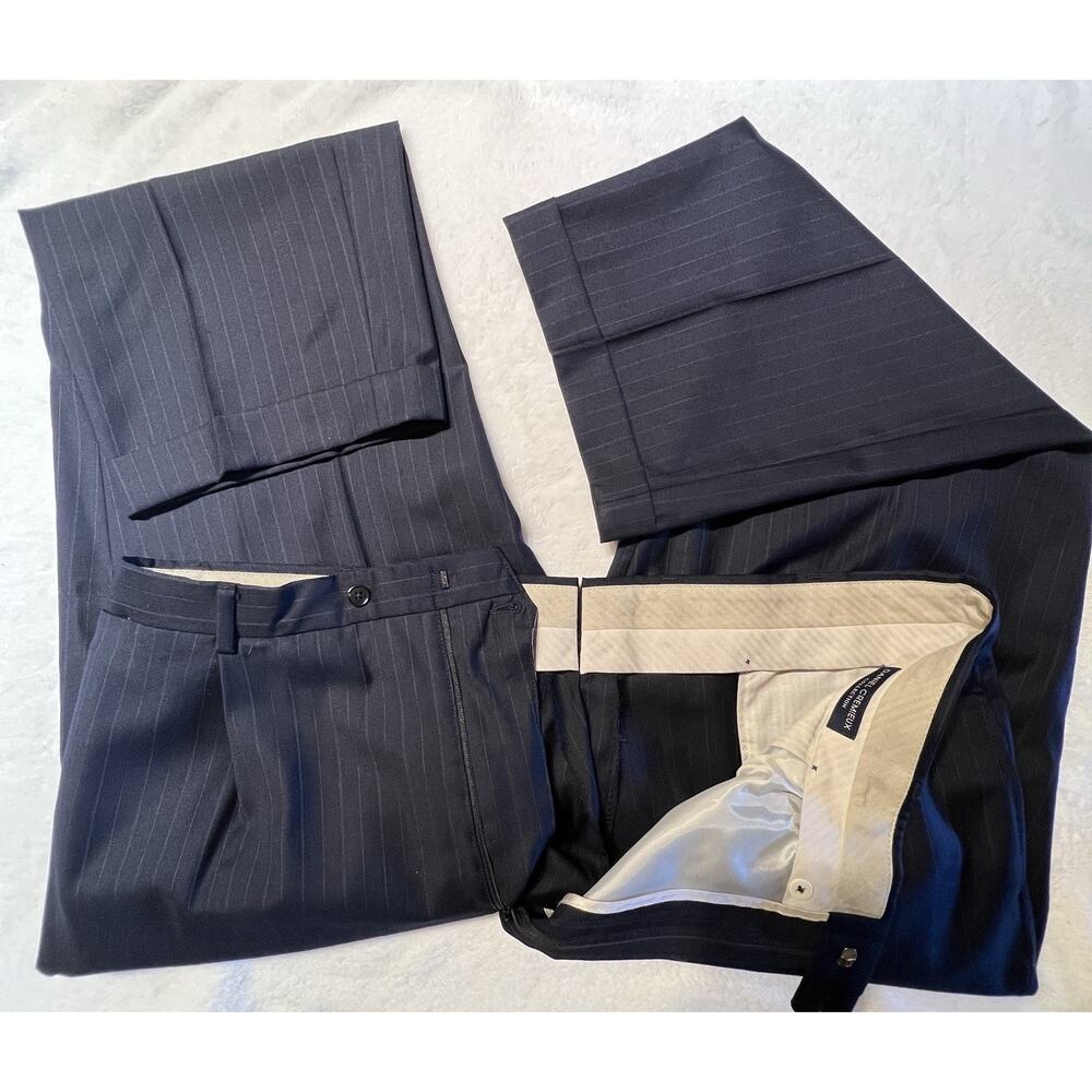 Daniel Cremieux Loro Piana 48R 42x28.5 Navy Blue Stripe Quality Suit - Picture 12 of 16